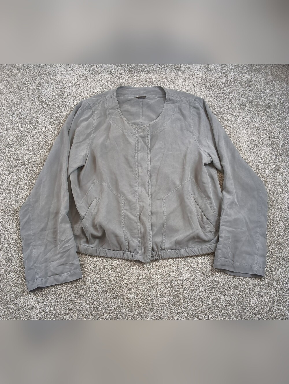 J. Jill Women’s  Medium Gray 100% Silk Full Zip Lagenlook Lightweight Jacket